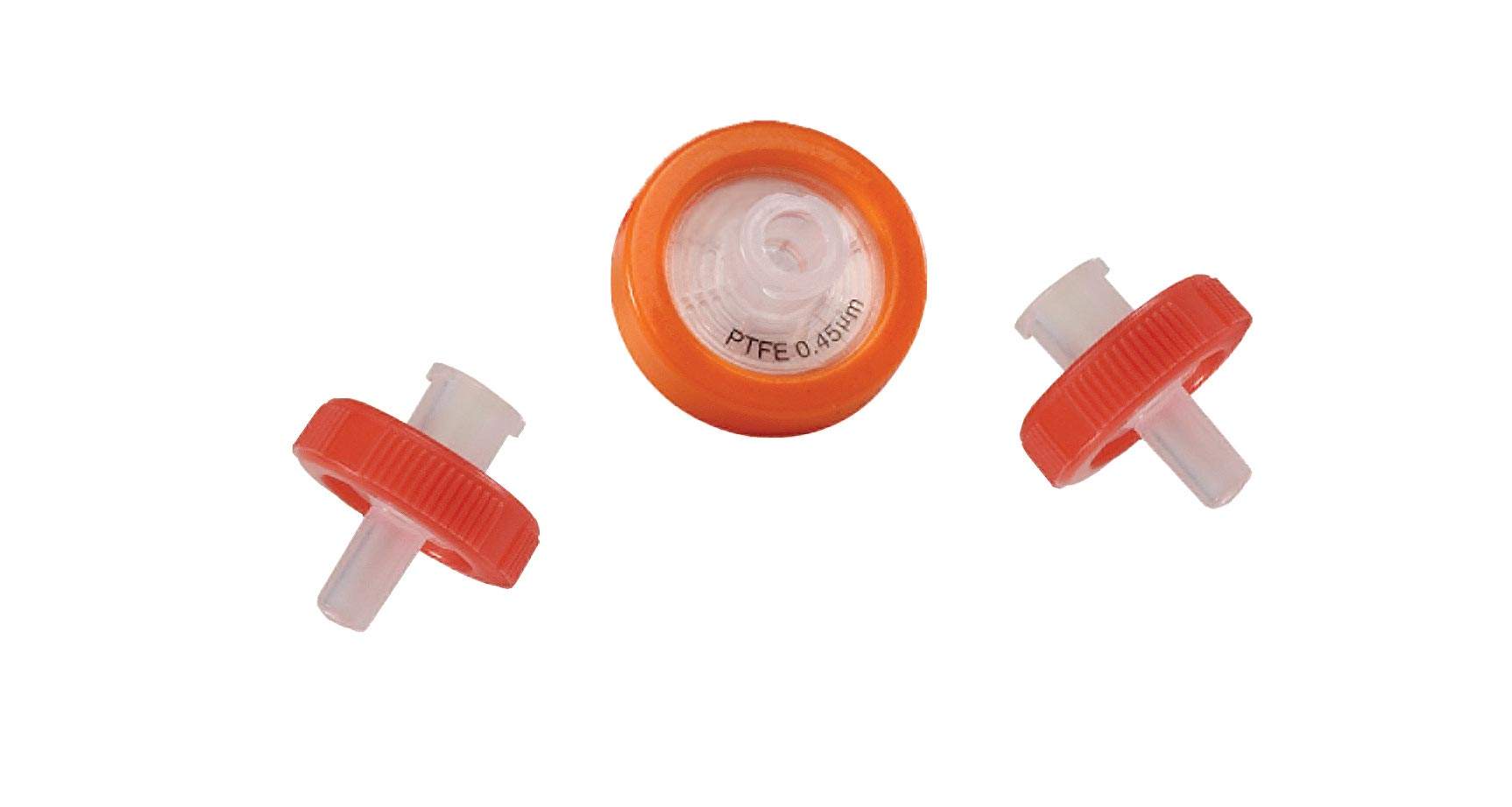 Orange PTFE (Hydrophobic) Syringe Filters, 0.22 µm, 17 mm (100/pack)