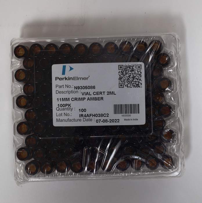 2 mL Amber Glass 11 mm Crimp Top PureView™ Vial with Write-On Spot and Fill Lines - Certified, 100/pk