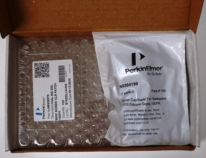 2 mL Clear Glass 9 mm Screw Top PureView™ Vial Kit - MS Certified, Pre-Slit, 100/pk