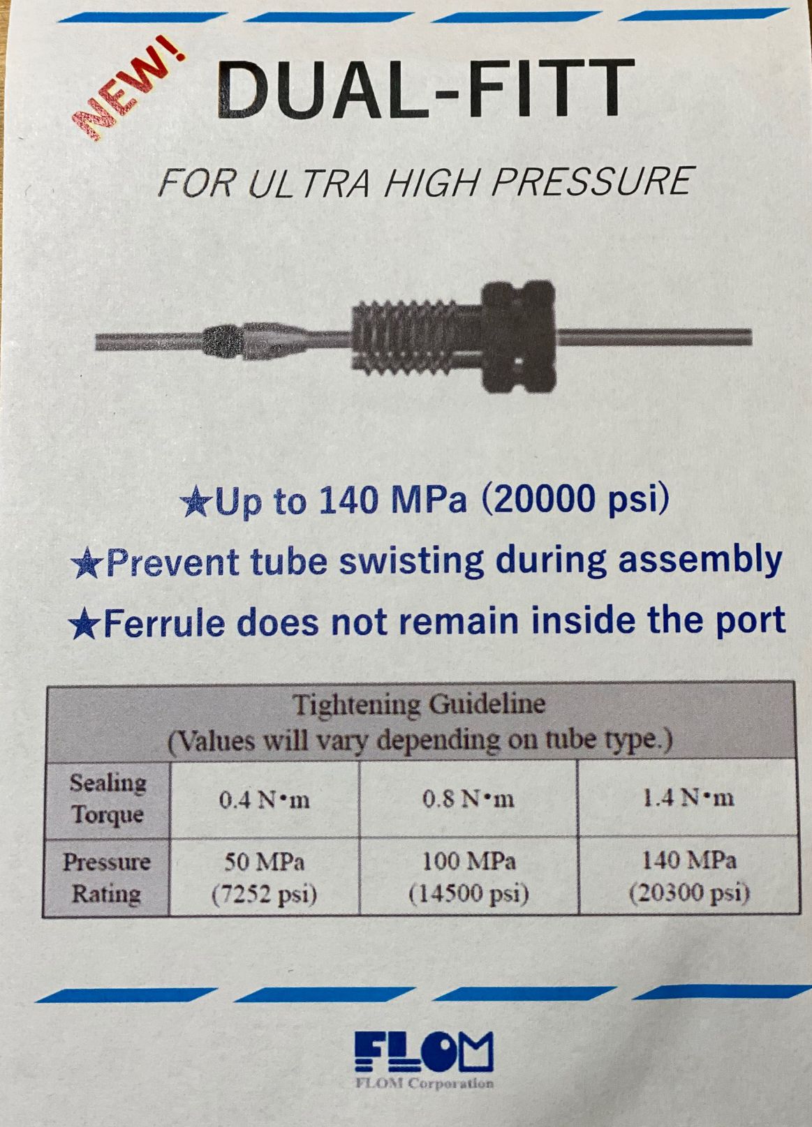 Dual-Fitt High Pressure uHPLC Fittings Set | Flom